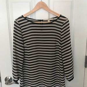 Anne Taylor Loft Black and cream striped blouse